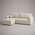 Ecksofa mit Ottomane links, 3-Sitzer, Polyester-Chenille, Creme, 240 × 160 × 85 cm