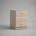 Rechteckiger Nachttisch mit 3 Schubladen aus melaminbeschichteter Spanplatte, Eiche hell, 40 × 35 × 60 cm