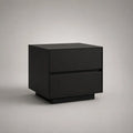 Schwarzer MDF-Nachttisch mit 2 Schubladen, 50 × 40 × 50 cm