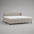 Boxspringbett 180 × 200 cm, Doppelbett mit Topper und Kopfteil, Polyesterbezug, Beige
