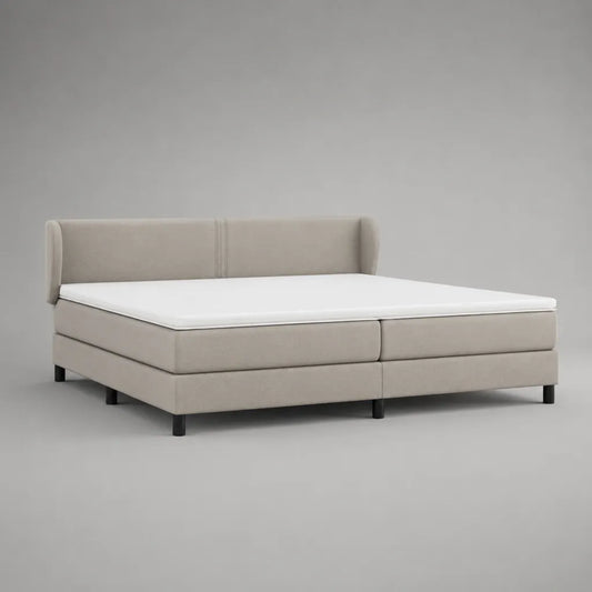 Boxspringbett 180 × 200 cm, Doppelbett mit Topper und Kopfteil, Polyesterbezug, Beige