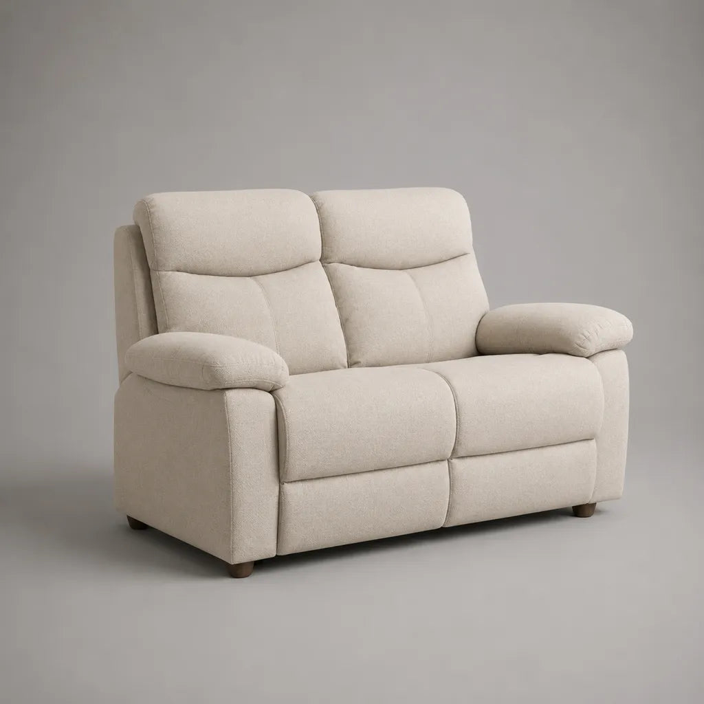 2-Sitzer-Relaxsofa mit manueller Liegefunktion, Polyester-Chenille, Cremeweiß, 150 × 95 × 102 cm