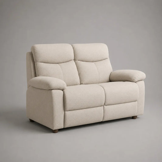 2-Sitzer-Relaxsofa mit manueller Liegefunktion, Polyester-Chenille, Cremeweiß, 150 × 95 × 102 cm
