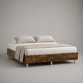 Bettgestell Doppelbett aus massivem Kiefernholz ohne Kopfteil, Braun/Natur, 160 x 200 cm