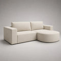 Ecksofa 2-teilig mit Recamiere rechts, Polyester-Bouclé, L-Form, Creme, 220 × 150 × 82 cm