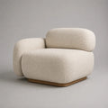 Loungesessel Polstersessel mit abgerundeter Form, Creme/Naturbraun, 105 x 98 x 78 cm, Polyester-Bouclé und Holz