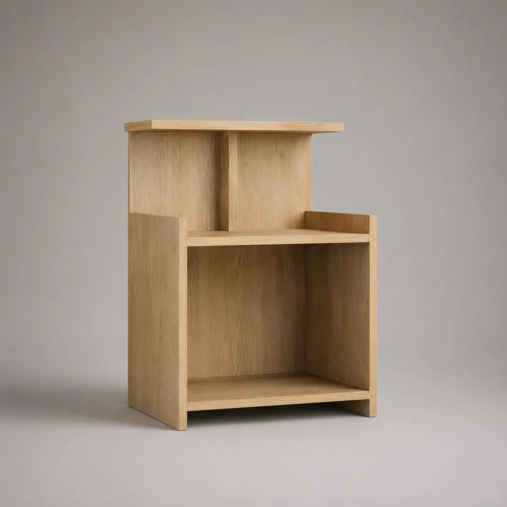 Nachttisch aus MDF mit Eichenfurnier, offenes Ablagefach, Naturbraun/Helle Eiche, 45 × 35 × 70 cm