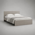 Doppelbett-Bettgestell 160 x 200 cm aus melaminbeschichteter Spanplatte in Taupe mit Kopf- und Fußteil