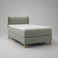 Boxspringbett-Komplettset mit Matratze, Topper und Kopfteil, Stoff, Hellgrün, Liegefläche 140 × 200 cm