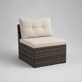Gartensofa-Mittelmodul aus PE-Rattan und Metall mit Polyesterkissen, Dunkelgrau/Creme, 70 × 75 × 72 cm